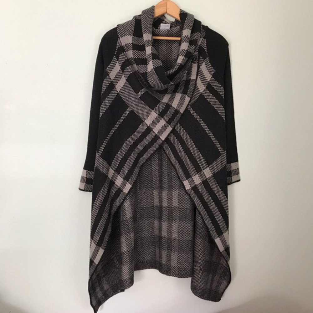 Venus Long Knit Plaid Cardigan